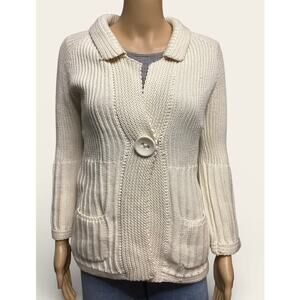 SHAE cashmere cotton blend pointelle detailing bishop sleeves cardigan size M
